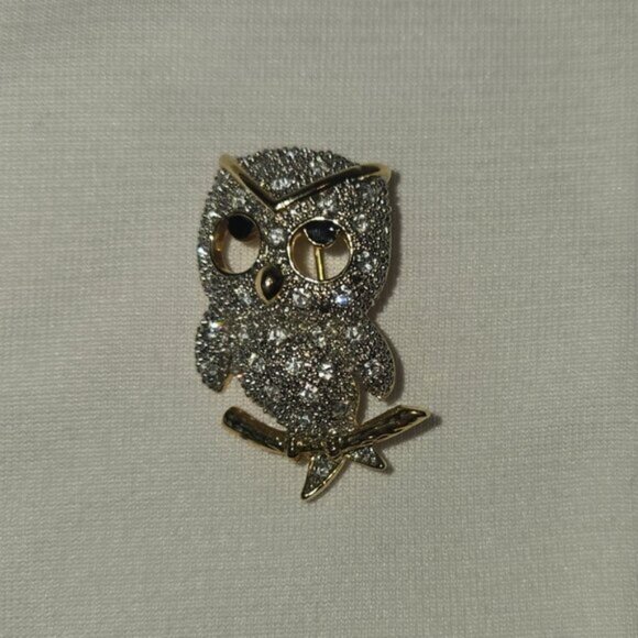Sparkling Landau Owl Brooch - Picture 1 of 2